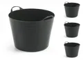 Produktbild: 4 x Gartenkorb Korb Haushaltskorb Einkaufskorb Wäschekorb Flexibel 40 L Schwarz