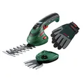 Produktbild: Bosch Akku Grasscheren Set Isio (3,6 Volt, Messerlänge 12 cm, Messerabstand 8 mm, mit XL-Gartenhandschuhen inklusive) – Amazon Edition