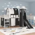 Produktbild: vidaXL Kinderloftbett Weiß und Schwarz 90 x 190 cm Metall