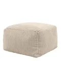 Produktbild: Icon Amara Hocker, Beige, Flauschiger Cord Stoff, Sitzsack Cord, Sitzpuff Hocker mit Füllung, Fußhocker für das Wohnzimmer, Deko Wohnzimmer