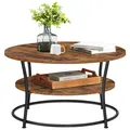 Produktbild: Couchtisch rund, Sofatisch mit Ablage, einfacher Aufbau, Metall