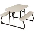 Produktbild: Kinder-Gartenset Kinder Klapptisch, Grauweiß, Metall, Kunststoff, Uni, 90x54x83 cm, Tisch klappbar, rostfrei, UV-beständig, Bank platzsparend verstaubar, Gartenmöbel, Kinder-Gartenmöbel