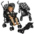 Produktbild: Lionelo Elia Buggy klein zusammenklappbar Kinderwagen Buggy bis 15 kg Rücken und Fußstützenverstellung Hinterradbremse Moskitonetz - Oslo - Schwarz