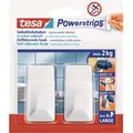 Produktbild: Tesa Selbstklebehaken Kunststoff 2 Stück mit 4 x Powerstrips Large