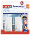 Produktbild: tesa Powerstrips Haken Large ECKIG - Selbstklebender Wandhaken für Glas, Kacheln, Holz, Kunststoff und andere Untergründe - Weiß