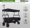 Produktbild: Bollerwagen faltbar mit Sonnendach Breitreifen Schwarz, innen grau Falt-Bollerwagen