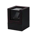 Produktbild: Mcbazel Uhrenbeweger für Automatikuhren, Uhrenbeweger 1 Uhr PU Leder Karbonfaser Uhrengehäuse Watch Winder mit Leisem Motor EU Stecker Batteriebetrieb für Automatikuhren Uhrendreher - Schwarz/Rot