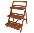 Produktbild: Casaria Pflanzentreppe, 80x59x56cm FSC®-zertifiziertes Akazienholz 3stufig Blumenregal Braun