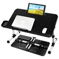 Produktbild: AirOpen Laptoptisch fürs Bett, Höhenverstellbar, Winkelverstellbar, Betttisch Klappbar mit Schublade, Tablet-Ständer, Laptop Tisch für Bett, Sofa, Couch, Boden (60 x 34 cm, Schwarz)