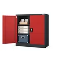 Produktbild: Jan Nowak Kleiner Aktenschrank C001B Büroschrank mit Flügeltüren Metallschrank Lagerschrank Pulverbeschichtet Stahlblech Abschließbar 92,5 cm x 90 cm x 40 cm (H x B x T) (Anthrazit-Rot)