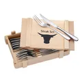 Produktbild: WMF Steakbesteck Set 12-teilig Steakmesser Steakgabel Edelstahl inkl. Holzkiste