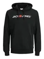 Produktbild: Herren Jack & Jones Corp Logo Sweat Hood Kapuzen Sweatshirt Basic Jumper Reg Fit, Farben:Schwarz, Größe Pullover:XL
