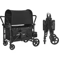 Produktbild: VEVOR 4-Sitzer-Kinderwagen, faltbarer Push-Pull-Kinderbuggy mit verstellbarem Griff, 5-Punkt-Sicherheitsgurt & abnehmbarem Verdeck, Bollerwagen für Camping, Schwarz (150 kg Tragkraft)
