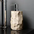 Produktbild: Naturstein Seifenspender mit Dosierpumpe 15 cm fossiles Holz wohnfreuden