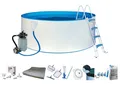 Produktbild: my POOL BWT Rundpool inkl. LED-Scheinwerfer zur effektvollen Beleuchtung (Komplett-Set, 10-tlg), mit umfangreichem Zubehör in zwei Größen