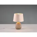 Produktbild: Led Retro Tischleuchte Mit Samtschirm In Beige/gold, Höhe 27cm