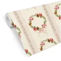 Produktbild: K&L Wall Art Mustertapete Vintage Rosenkranz gestreift Rosen Vliestapete Boho Deko Wohnzimmer, Rosen Tapete beige 0.48 m x 10.08 m