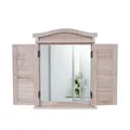 Produktbild: MCW Wandspiegel Spiegelfenster mit Fensterläden 53x42x5cm ~ naturbraun