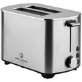 Produktbild: CHEF CUISINE International Edelstahl Design Toaster, 850 W, 2 Scheiben, 5 Bräunungsstufen, 3 Funktionstasten, Brötchenaufsatz, Staubschutzabdeckung - Silber/Schwarz