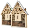 Produktbild: WILDLIFE HOME Großes Insektenhotel 2 Stück I Naturbelassen & Wetterfest, Insektenhaus aus Naturholz für Bienen, Wildbienen, Marienkäfer & Schmetterlinge, Bienenhotel & Nisthilfe zum Aufhängen, 2er Set