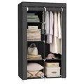 Produktbild: SONGMICS Kleiderschrank, Stoffschrank, 6 Ablagen, Verschiedene Aufbaumöglichkeiten, 88 x 45 x 168 cm, für Schlafzimmer, Ankleidezimmer, schwarz RYG84H