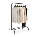 Produktbild: Relaxdays Kleiderständer, HBT: 150 x 110 x 40 cm, mit Ablage & Kleiderstange, Metall, stabil, Garderobenständer, schwarz