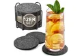 Produktbild: Loco Bird Getränkeuntersetzer 12er Set inkl. Halterung rund aus Filz, Zubehör für Getränke, Tassen, Bar, Glas, Design Glasuntersetzer in dunkelgrau, Tischuntersetzer Filzuntersetzer