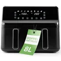 Produktbild: Clatronic® Doppel-Heißluftfritteuse | 8 Liter | XXL Heißluftfritteuse | Doppelkammer | Frittieren mit heißer Luft ohne zusätzliches Öl | 8 Programme | Air Fryer |Touchscreen | 2700 Watt | FR 3804 H