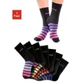 Produktbild: Freizeitsocken H.I.S, Damen, Gr. 31-34, schwarz, Baumwolle, Elasthan, Polyamid, geringelt, elastisch, Socken Socken-Set Socken, mit buntem Ringelmuster, Topseller