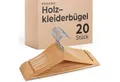 Produktbild: Praknu Kleiderbügel 20 Kleiderbügel aus Holz mit Steg - 360° Drehbarer Haken mit – 360°, (20-tlg), 360° Drehbarer Haken mit Hosenstange - Perfekte Ordnung für Garderobe