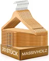 Produktbild: 20 Kleiderbügel Holz mit Steg - 360° Drehbarer Haken mit Hosenstange - Garder...