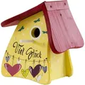 Produktbild: Vogelvilla Nistkasten Nistmini VIEL GLÜCK, handbemalt, hellgelb