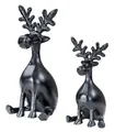 Produktbild: levandeo 2er Set Rentiere Metall Schwarz Hirsche Deko Tischdeko Weihnachtsdeko Figur Weihnachten Tierfigur Aufsteller