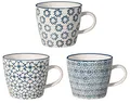 Produktbild: Bloomingville Tassen mit Griff Kristina - Teetassen Kaffeetasse für Büro und Zuhause Gesundes Geschenk ø 9,5 x H 8 cm, Blau, Keramik, 3 Stück, Fassungsvermögen 280 ml