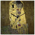 Produktbild: ARTLAND Wanduhr ohne Tickgeräusche Alu Quarzuhr 30x30 cm Quadratisch Lautlos Gustav Klimt Der Kuss Originell Ausgefallen T9LL