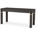 Produktbild: Casa Padrino Luxus Schreibtisch mit 2 Schubladen Mokka / Messing 160 x 60 x H. 76 cm - Bürotisch - Computertisch - Büro Möbel - Luxus Möbel - Luxus Einrichtung - Büro Einrichtung - Luxus Qualität