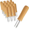 Produktbild: com-four® 16x Pellkartoffel-Gabel mit 3 Edelstahl-Zinken, rostfrei, wiederverwendbar als Maisspieß, Schälhilfe