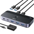 Produktbild: USB-Splitter USB 3.0 3x USB-A 1x USB-C + 2x kabel USB-A Ugreen Switch Schwarz