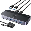 Produktbild: USB-Splitter USB 3.0 3x USB-A 1x USB-C + 2x kabel USB-A Ugreen Switch Schwarz