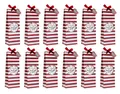 Produktbild: Flaschentüte in rot weiß - 12er Set - mit Namenskarte und breitem Trageband - Geschenktasche Weihnachten Nikolaus für Wein Sekt Punsch