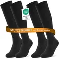 Produktbild: sockenkauf24 Stützkniestrümpfe Kompressionsstrümpfe Reisestrümpfe Stützstrümpfe mit Kompression (Schwarz, 4-Paar, 39-42) aus Baumwolle für Damen & Herren mit Komfortbund schwarz 39-42