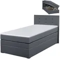 Produktbild: Boxspringbett - anthrazit - H3 - 90x200 cm Doppelbett Polsterbett Gästebett