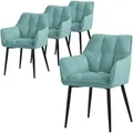 Produktbild: Esszimmerstühle 4er Set Aus Frotteestoff, Petrol, Küchenstuhl Mit Dickem Gepolsterter Sitz & Metallbeinen, Wohnzimmerstuhl Mit Rücken- Und Armlehnen, Polsterstuhl, Ergonomischer Loungesessel - Ml-design