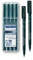 Produktbild: Staedtler 318-9WP6HZ Lumocolor Universalstift F-Spitze, circa 0.6 mm, permanent, 4+2 Stück in aufstellbarer Staedtler Box (4Stifte + 2 Einzelstifte) schwarz permanent fein