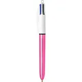 Produktbild: BIC 1 Kugelschreiber 4 Farben Shine, Gehäuse Weiß / Rosa Metallic, 4 klassische Farben