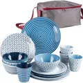 Produktbild: Melamin Geschirr Set 4 Personen Essgeschirr 16 Teile + Tasche Campinggeschirr