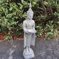 Produktbild: Gartenfigur Tempelwächter Buddha Figur mit Schale 76 cm grau Gartendeko Balkon