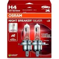 Produktbild: Osram NIGHT BREAKER SILVER H4, +100% mehr Helligkeit, Halogen-Scheinwerferlampe, 64193NBS-2HB, 12V Pkw, Hängebox (2 Lampen)