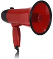 Produktbild: Spetebo Megafon mit Sirene - 22 x 14 cm - Mikrofon Spachrohr, Kunststoff, (mit Lautsprechfunktion, 1-tlg., in Rot), mit Tragegurt