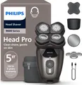 Produktbild: Philips Head Shaver Pro 9000 Series HS9980/15 Premium Rasierer mit Deluxe-Zubehör, Nass & Trocken, Selbstschärfende Rollen, Akku, Gold